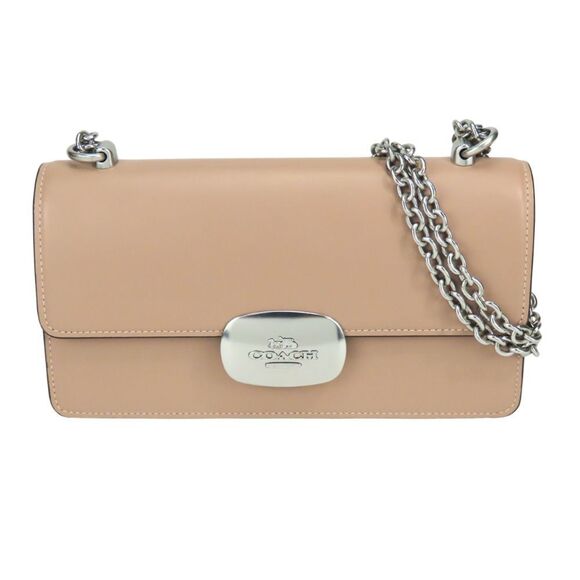 Coach Shoulder Bag CP008 Leather Beige Hardware Chain Women's COACH